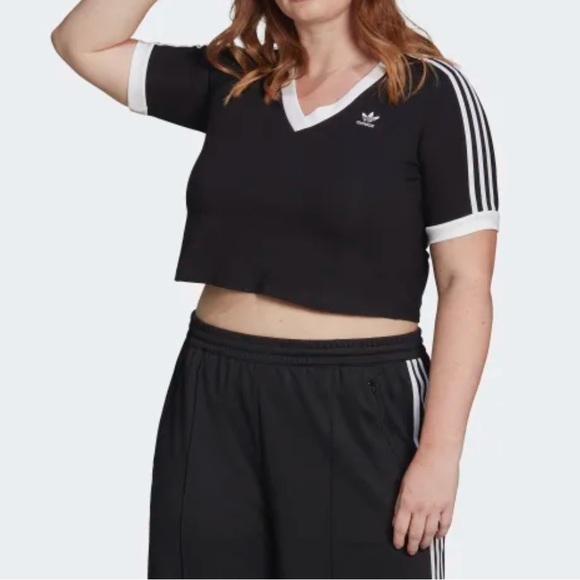 🌺 ADIDAS Women’s Sports Crop Top Black Women’s Size Medium - Picture 1 of 3